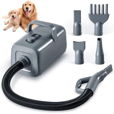 Sweet - High Velocity Dog Hair Drye, 1500W Adjustable Temp and Speed Pet Dryers with 4 Nozzles and a Comb, Gray Sweet - High Velocity Dog Hair Drye, 1500W Adjustable Temp and Speed Pet Dryers with 4 Nozzles and a Comb, Gray