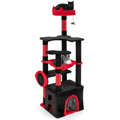 Costway - 52" Gothic Cat Tree with Plush Perch & Condo Hammock& Hanging Spider Toy - Red Costway - 52" Gothic Cat Tree with Plush Perch & Condo Hammock& Hanging Spider Toy - Red