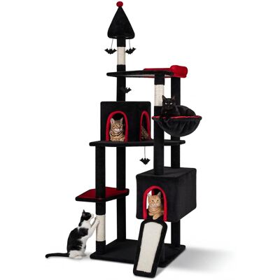 Gymax - 75'' Gothic Cat Tree w/ 2 Condos Top Perch Sisal Scratching Posts & Ramp Gymax - 75'' Gothic Cat Tree w/ 2 Condos Top Perch Sisal Scratching Posts & Ramp