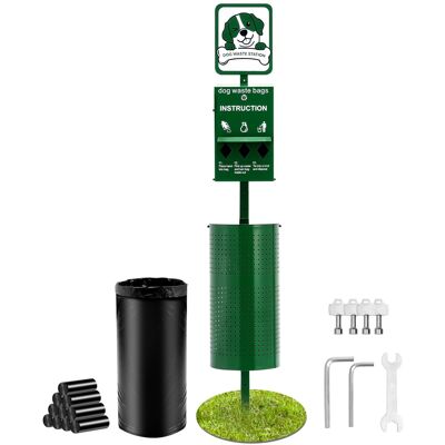 VEVOR - Dog Waste Station, Commercial Dog Poop Station, 11.5 Gallons Pet Waste Bin with 50 Can Liners, Bag Dispenser - Green VEVOR - Dog Waste Station, Commercial Dog Poop Station, 11.5 Gallons Pet Waste Bin with 50 Can Liners, Bag Dispenser - Green