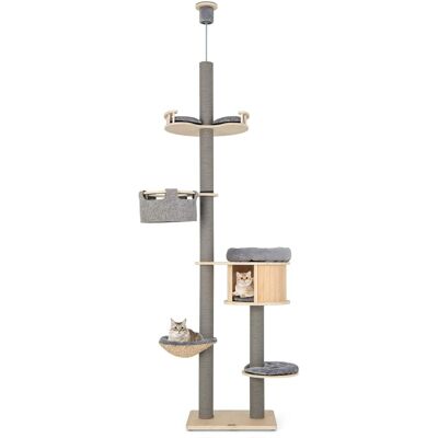Gymax - 6-tier Floor-to-Ceiling Cat Tree w/ Cat Condo Hammock Scratching Posts Platform Gymax - 6-tier Floor-to-Ceiling Cat Tree w/ Cat Condo Hammock Scratching Posts Platform