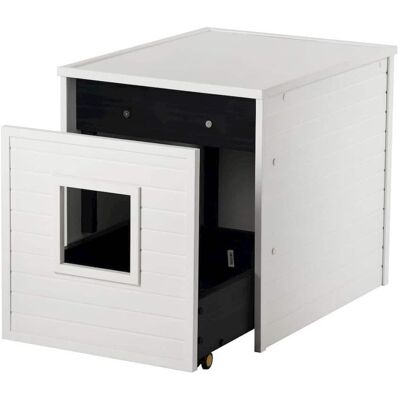 New Age Pet - ECOFLEX Freedom Litter Loo End Table with Pull Out Drawer for Easy Clean - White New Age Pet - ECOFLEX Freedom Litter Loo End Table with Pull Out Drawer for Easy Clean - White