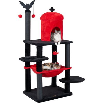 Gymax - Gothic Cat Tree for Indoor Cats 51'' Spooky Cat Tower w/Castle House Hammock Red & Black Gymax - Gothic Cat Tree for Indoor Cats 51'' Spooky Cat Tower w/Castle House Hammock Red & Black