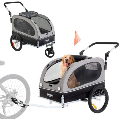VEVOR - Dog Bike Trailer, Supports up to 88 lbs, 2-in-1 Pet Stroller Cart Bicycle Carrier, Easy Folding Cart Frame - Black + Gray VEVOR - Dog Bike Trailer, Supports up to 88 lbs, 2-in-1 Pet Stroller Cart Bicycle Carrier, Easy Folding Cart Frame - Black + Gray