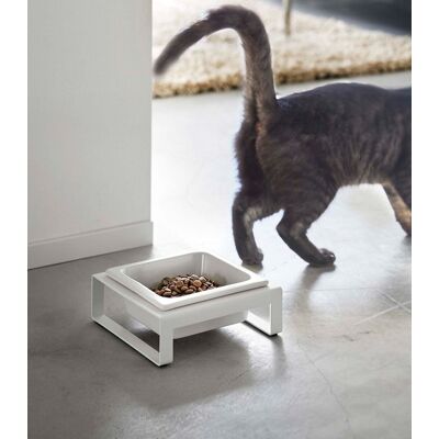 Yamazaki Home - Single Pet Food Bowl - Steel + Ceramic - White Yamazaki Home - Single Pet Food Bowl - Steel + Ceramic - White