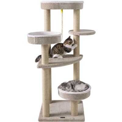 Gymax - Carpeted Cat Tree 51'' Cat Tower w/ Comfy Plush Perches Scratching Posts Gymax - Carpeted Cat Tree 51'' Cat Tower w/ Comfy Plush Perches Scratching Posts