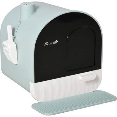 Pawhut - Cat Litter Box with Lid, Covered Litter Box for Indoor Cats with Tray, Scoop, Filter, 17" x 17" x 18.5" - Green Pawhut - Cat Litter Box with Lid, Covered Litter Box for Indoor Cats with Tray, Scoop, Filter, 17" x 17" x 18.5" - Green