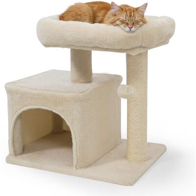 Gymax - 19.5'' Small Cat Tree w/Large Padded Plush Perch Condo Sisal Scratching Posts Beige Gymax - 19.5'' Small Cat Tree w/Large Padded Plush Perch Condo Sisal Scratching Posts Beige