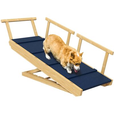 Pawhut - Dog Ramp, Adjustable 4 Height, Foldable Wooden Stairs, Non-slip Mat, for Small to Large Dogs - Natural Wood Pawhut - Dog Ramp, Adjustable 4 Height, Foldable Wooden Stairs, Non-slip Mat, for Small to Large Dogs - Natural Wood