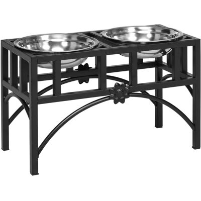 Pawhut - Elevated Dog Bowls, Double Stainless Steel Heavy Duty Dog Food Bowl Elevated Pet Feeding Station, 10.5" H - Black Pawhut - Elevated Dog Bowls, Double Stainless Steel Heavy Duty Dog Food Bowl Elevated Pet Feeding Station, 10.5" H - Black