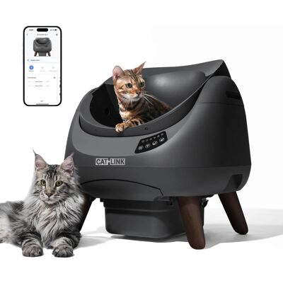 CatLink - Open Top Self-Cleaning Litter Box, Multi-Cat, Anti-Pinch, Health Monitor, App Control - Dark Gray CatLink - Open Top Self-Cleaning Litter Box, Multi-Cat, Anti-Pinch, Health Monitor, App Control - Dark Gray
