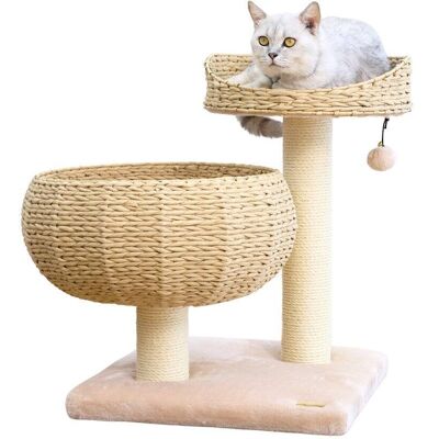 PetPals - 23-in Paper Rope Hand Woven Condo & Perch Cat Tree - Brown PetPals - 23-in Paper Rope Hand Woven Condo & Perch Cat Tree - Brown