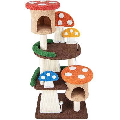 Gymax - Wooden Cat Tree w/ Sisal Scratch Board & Post Padded Perch Hanging Toys Modern Gymax - Wooden Cat Tree w/ Sisal Scratch Board & Post Padded Perch Hanging Toys Modern