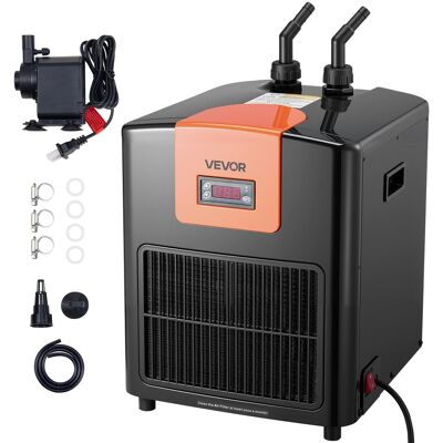 VEVOR - Aquarium Chiller 110 Gallon, 1/3 HP Water Chiller for Hydroponics, Fast Cooling for Fish Tank, Axolotl, Coral Reef - Black VEVOR - Aquarium Chiller 110 Gallon, 1/3 HP Water Chiller for Hydroponics, Fast Cooling for Fish Tank, Axolotl, Coral Reef - Black