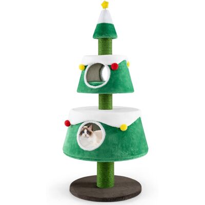 Gymax - Christmas Cat Tree for Indoor Cats w/ 2 Condos Sisal Scratching Posts Spring Toy - GYM15508 Gymax - Christmas Cat Tree for Indoor Cats w/ 2 Condos Sisal Scratching Posts Spring Toy - GYM15508