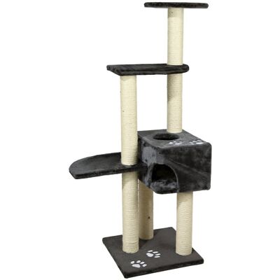 TRIXIE - Alicante Plush & Sisal 3-Level 56" Cat Tree with Scratching Posts & Condo, Gray - Dark Gray TRIXIE - Alicante Plush & Sisal 3-Level 56" Cat Tree with Scratching Posts & Condo, Gray - Dark Gray