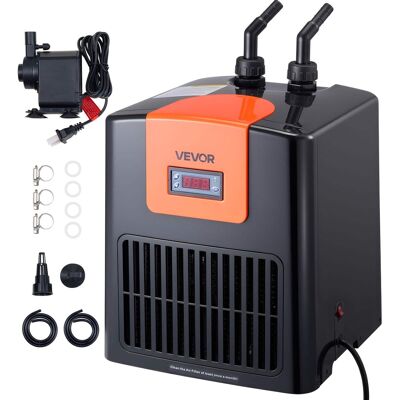 VEVOR - Aquarium Chiller 52 Gallon, 1/10 HP Water Chiller for Hydroponics, Fast Cooling for Fish Tank, Axolotl, Coral Reef - Black VEVOR - Aquarium Chiller 52 Gallon, 1/10 HP Water Chiller for Hydroponics, Fast Cooling for Fish Tank, Axolotl, Coral Reef - Black