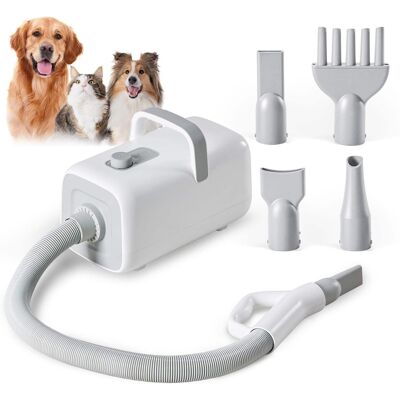 Sweet - High Velocity Dog Hair Drye, 1500W Adjustable Temp and Speed Pet Dryers with 4 Nozzles and a Comb, White Sweet - High Velocity Dog Hair Drye, 1500W Adjustable Temp and Speed Pet Dryers with 4 Nozzles and a Comb, White