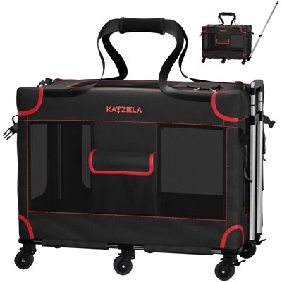 Katziela - MegaCruze Carrier Pro Extra Large Pet Travel Crate with Wheels Foldable Frame & Plush Bed & Ventilation System Katziela - MegaCruze Carrier Pro Extra Large Pet Travel Crate with Wheels Foldable Frame & Plush Bed & Ventilation System