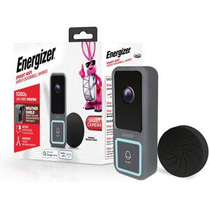 Energizer - Smart Doorbell & Chime, Wired 1080p Video Doorbell Security Camera, 2-Way Audio, Night Vision - Dark Gray Energizer - Smart Doorbell & Chime, Wired 1080p Video Doorbell Security Camera, 2-Way Audio, Night Vision - Dark Gray