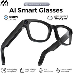 Miro - iVision6 AI Smart Glasses with ChatGPT Integration - Hands-Free Translation & Camera, 1080P Video Recording, 32GB Memory - Black Miro - iVision6 AI Smart Glasses with ChatGPT Integration - Hands-Free Translation & Camera, 1080P Video Recording, 32GB Memory - Black