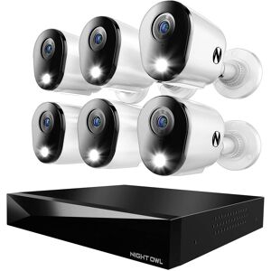 Night Owl - 12 Channel 6 Camera Wired 4K 2TB DVR Security System - White Night Owl - 12 Channel 6 Camera Wired 4K 2TB DVR Security System - White