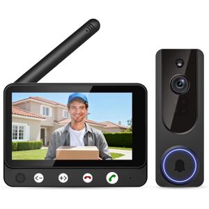 Luckbyte - Wireless Doorbell Camera with 4.5" Indoor Monitor - Black Luckbyte - Wireless Doorbell Camera with 4.5" Indoor Monitor - Black