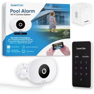 SwamCam - Pool Alarm WiFi ASTM F2208 Certified Safety Pool System for Inground & Above Ground Pools Without Wi-Fi Repeater - White SwamCam - Pool Alarm WiFi ASTM F2208 Certified Safety Pool System for Inground & Above Ground Pools Without Wi-Fi Repeater - White