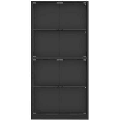 Famapy - Smart Glass - Door Display Cabinet: Elevated Storage with Sensor Lighting - Black Famapy - Smart Glass - Door Display Cabinet: Elevated Storage with Sensor Lighting - Black