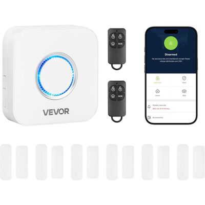 VEVOR - Door Chime, DC 12V, Wireless Door Open Contact Sensor Alarm Chime with 656 ft Range, Remote Control with App - White VEVOR - Door Chime, DC 12V, Wireless Door Open Contact Sensor Alarm Chime with 656 ft Range, Remote Control with App - White