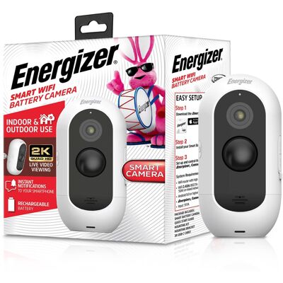 Energizer - 2K Smart Camera, Wireless Outdoor Security Camera with Rechargeable Battery - White Energizer - 2K Smart Camera, Wireless Outdoor Security Camera with Rechargeable Battery - White