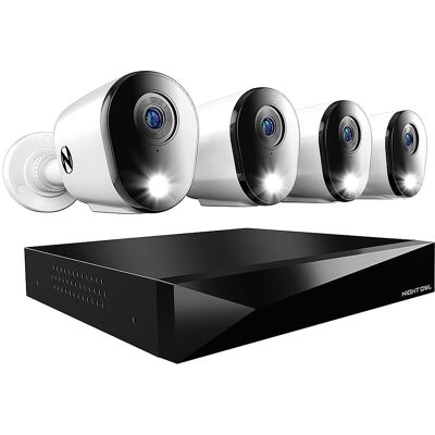 Night Owl - 12 Channel 4 Camera Indoor/Outdoor Wired 2K 2TB DVR Security System with 2-way Audio - White Night Owl - 12 Channel 4 Camera Indoor/Outdoor Wired 2K 2TB DVR Security System with 2-way Audio - White