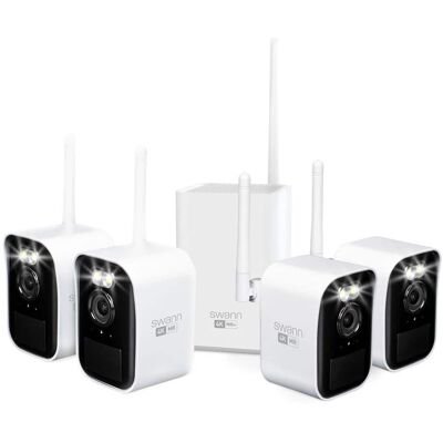 Swann - MaxRanger 4K Mini Security System 4 Wireless IP Security Cameras, Night Vision, Thermal Motion Detect, 64GB - White Swann - MaxRanger 4K Mini Security System 4 Wireless IP Security Cameras, Night Vision, Thermal Motion Detect, 64GB - White