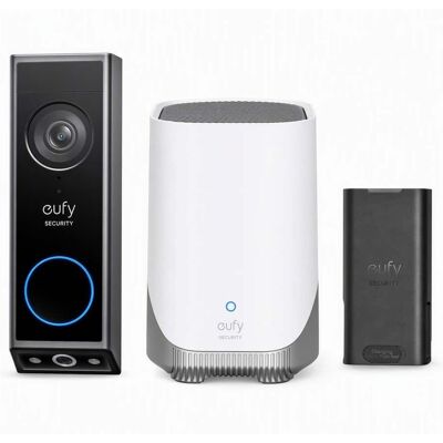 eufy - Video Doorbell E340(2-Pack Battery) with Homebase S380, Dual Cameras, 2K Full HD,Rechargeable, No Monthly Fee - black+white eufy - Video Doorbell E340(2-Pack Battery) with Homebase S380, Dual Cameras, 2K Full HD,Rechargeable, No Monthly Fee - black+white
