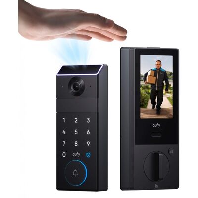 eufy - FamiLock S3 Max WiFi Replacement Deadbolt with 2K Video Doorbell and Palm Scanner - Gray eufy - FamiLock S3 Max WiFi Replacement Deadbolt with 2K Video Doorbell and Palm Scanner - Gray
