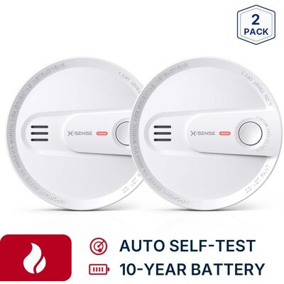 X-SENSE - 10-Year Battery Smoke Alarm with Photoelectric Sensor and LED Warning Light 2 Pack X-SENSE - 10-Year Battery Smoke Alarm with Photoelectric Sensor and LED Warning Light 2 Pack