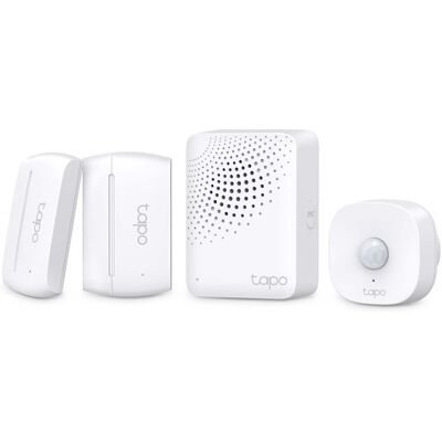TP-Link - Tapo Smart Home Security Kit - Motion Detector, Contact Sensors x2, and Smart Hub w/ adjustable chime/siren Included - White TP-Link - Tapo Smart Home Security Kit - Motion Detector, Contact Sensors x2, and Smart Hub w/ adjustable chime/siren Included - White