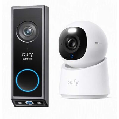 eufy - Video Doorbell E340 2K Dual-Cam & Indoor Cam E40, 4K 360 Coverage. No Subscription, AI Detection, Color Night Vision - black+white eufy - Video Doorbell E340 2K Dual-Cam & Indoor Cam E40, 4K 360 Coverage. No Subscription, AI Detection, Color Night Vision - black+white