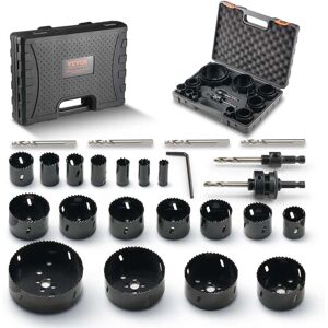VEVOR - Hole Saw Kit, 18 PCS Saw Blades, 6 Drill Bits, 1 Hex Wrench, General Purpose Size from 3/4" to 4-1/2" - Black VEVOR - Hole Saw Kit, 18 PCS Saw Blades, 6 Drill Bits, 1 Hex Wrench, General Purpose Size from 3/4" to 4-1/2" - Black