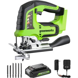 Greenworks - 24V Cordless Brushless Jig Saw, with 2Ah Battery and Charger 3602002 Greenworks - 24V Cordless Brushless Jig Saw, with 2Ah Battery and Charger 3602002