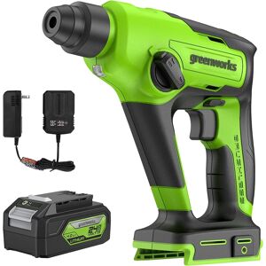 Greenworks - 24V Brushless SDS 1.2J Rotary Hammer, with 4Ah USB Battery and 2A Adaptor Charger - Green Greenworks - 24V Brushless SDS 1.2J Rotary Hammer, with 4Ah USB Battery and 2A Adaptor Charger - Green