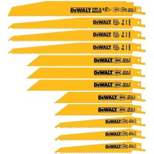Dewalt - Reciprocating Saw Blade Set, 12-Piece Bi-Metal, with Storage Case - Yellow Dewalt - Reciprocating Saw Blade Set, 12-Piece Bi-Metal, with Storage Case - Yellow