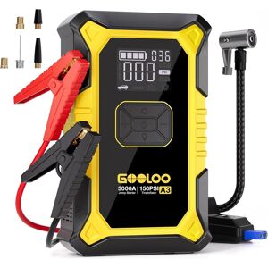 GOOLOO - A3 12V Jump Starter with Air Compressor, 3000A (9.0 Gas/6.5L Diesel), 150PSI Auto-Shutoff Tire Inflator in Yellow GOOLOO - A3 12V Jump Starter with Air Compressor, 3000A (9.0 Gas/6.5L Diesel), 150PSI Auto-Shutoff Tire Inflator in Yellow
