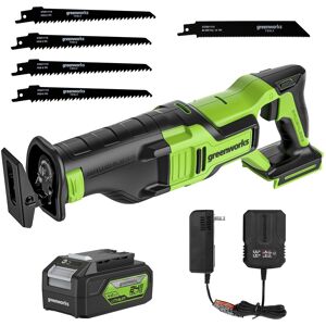 Greenworks - 24V Brushless Cordless 1-1/8" Reciprocating Saw, 4.0Ah Battery and Charger Included Greenworks - 24V Brushless Cordless 1-1/8" Reciprocating Saw, 4.0Ah Battery and Charger Included