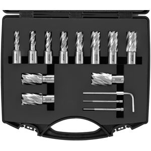 VEVOR - Annular Cutter Set, 13 pcs Weldon Shank Mag Drill Bits, 7/16" to 1-1/16" Cutting Diameter, 1" Cutting Depth, M2AL HSS - Metallic VEVOR - Annular Cutter Set, 13 pcs Weldon Shank Mag Drill Bits, 7/16" to 1-1/16" Cutting Diameter, 1" Cutting Depth, M2AL HSS - Metallic