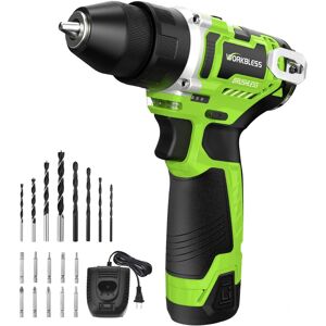 Unique Bargains - 12V Brushless Cordless Drill, LCD Smart Display, 29+1 Torque, 3/8" Metal Chuck, 2.0Ah Battery, Fast Charger, 18pcs Bits - Green Unique Bargains - 12V Brushless Cordless Drill, LCD Smart Display, 29+1 Torque, 3/8" Metal Chuck, 2.0Ah Battery, Fast Charger, 18pcs Bits - Green