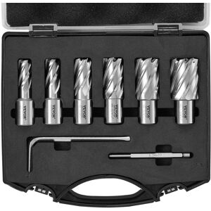 VEVOR - Annular Cutter Set, 6 pcs Weldon Shank Mag Drill Bits, 1/2" to 1-1/16" Cutting Diameter, 1" Cutting Depth - Metallic VEVOR - Annular Cutter Set, 6 pcs Weldon Shank Mag Drill Bits, 1/2" to 1-1/16" Cutting Diameter, 1" Cutting Depth - Metallic