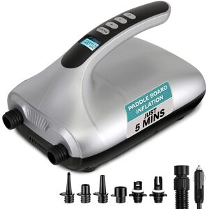 SereneLife - SLPUMP30 Electric Paddle Board Pump, 20 PSI Dual-Stage Air Compressor, Auto-Off, LCD Display - Gray SereneLife - SLPUMP30 Electric Paddle Board Pump, 20 PSI Dual-Stage Air Compressor, Auto-Off, LCD Display - Gray