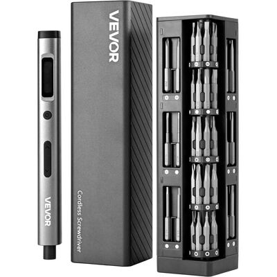 VEVOR - Electric Precision Screwdriver Set, 52 Magnetic Bits, Mini Electric Screwdriver with Magnetic Storage Box, S2 Steel Bits - Gray VEVOR - Electric Precision Screwdriver Set, 52 Magnetic Bits, Mini Electric Screwdriver with Magnetic Storage Box, S2 Steel Bits - Gray
