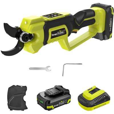SnapFresh - 20V Brushless Electric Pruning Shears – 1.6" Cut Capacity, SK5 Teflon Blade, Smart Display, and 2.0Ah Battery - Green SnapFresh - 20V Brushless Electric Pruning Shears – 1.6" Cut Capacity, SK5 Teflon Blade, Smart Display, and 2.0Ah Battery - Green